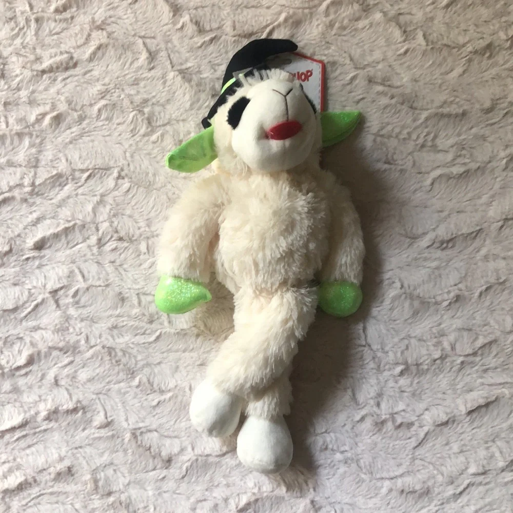 HALLOWEEN Plush LAMB CHOP Dog Toy with Witch Hat